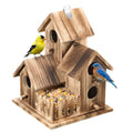Bird House for Outside, Outdoor 3 Hole Bird House Room Bluebird Finch Wooden Hanging Birdhouse Handmade Wooden Hummingbird-House for Garden,Courtyard, Backyard Bluebirds, Finches, Cardinals