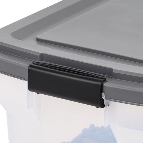 IRIS USA Dog Food Storage Container, Up to 58 lbs, Dark Gray, Made in USA | Includes 2-Cup Scoop & Wheels, Airtight Seal, BPA-Free, Bird Seed, Cat food, Cat Litter, Chicken Feed, Pellets - color: Dark Gray, size: 58 lbs