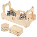 BWOGUE Chinchilla Suspension Bridge & Ledges, Chinchilla Cage Accessories | Chinchilla Wooden Ledges, Chinchilla Shelves, 1 Bridge & 6 Platforms, Natural Pine, Screw-Mounted Design, Climbing & Resting