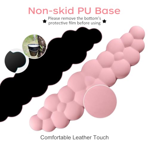 JIKIOU Upgrade Leather Cloud Wrist Rest for Keyboard and Mouse & Cup Pad | Wish Gift-Cute Cloud Shape, Comfortable and don’t Irritate to Skin, Non-Slip PU Base,Soft Memory Foam filled for Pain Relief - color: 05pink