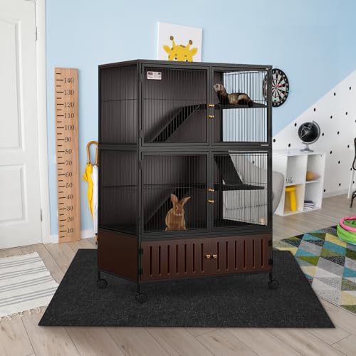 Drydiet 56" x 42" Ferret Playpen Mat, Under Pet Cage Liner, Absorbent/Waterproof Felt Pad for Ferret Cages, Bird Cage Reptile Aquariums, Dog Kennels, with Non-Slip Backing for Hard Floors