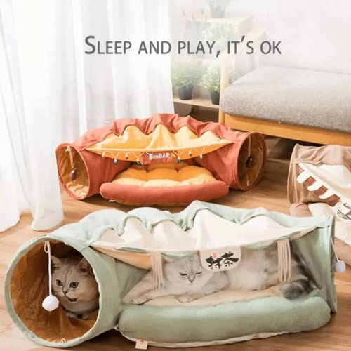 LEFTSTARER 2-in-1 Collapsible Cat Tunnel for Indoor Bed and Hideout - Pet Dog Rabbit Bunny Ferret Tunnel Tubes Toys with Removable Washable Mat, Tower Wheel Stuff - color: 3.Bar