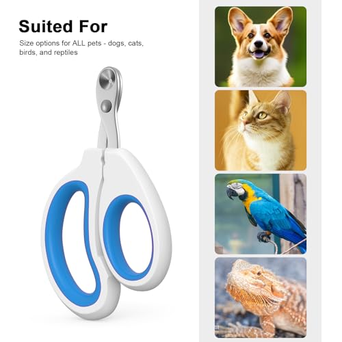 Aogeili Cat Claw Nail Clippers, Beginner Friendly Safety Trimmer, Pet Grooming Essentials Accessories with Stainless Steel Non Slip Handle for Kitten Puppy Rabbit Small Pets - color: blue