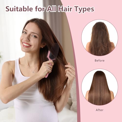 Curl Defining Brush, Curly Hair Brush, Slick Back Hair Brush, For Combing and Shaping Curls in All Hairstyles to Reduce Pulling (Pink) - color: Pink
