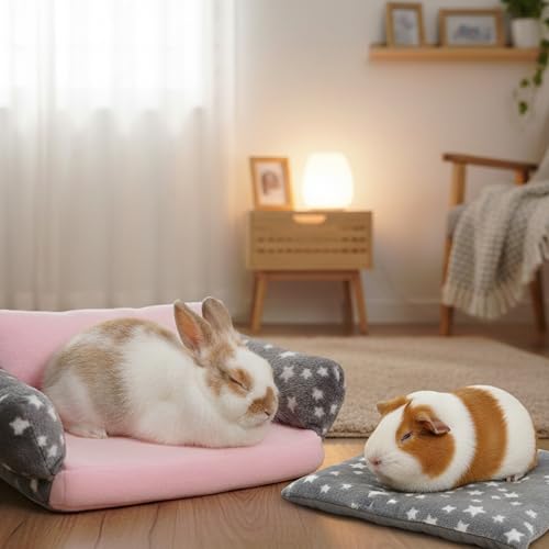 Guinea Pig Sofa Bed, Washable Soft Fleece Small Animal Sleeping Bed | Cute Star Pet Cage Bedding Accessories for Guinea Pig, Rabbit, Bunny, Chinchilla, Hedgehog