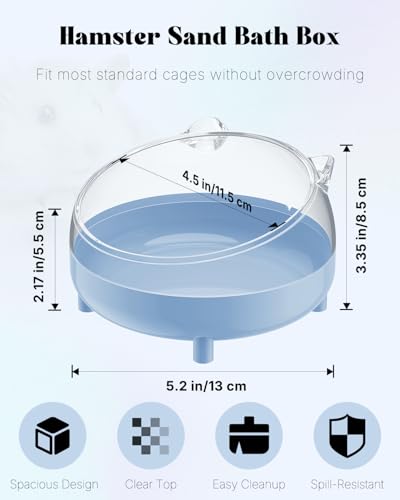 Pawfly Hamster Sand Bath Container, Hamster Sand Bath Box, Hamster Bathtub, Hamster Bathroom, Hamster Toilet, Plastic Dust Bath for Dwarf Hamsters, Syrian Hamsters, Mice, Gerbils & Small Animal, Blue - color: Blue