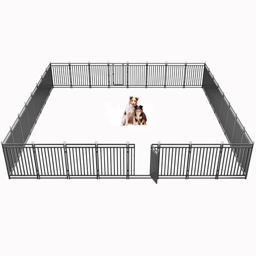 Thickened Outdoor Dog Fence, 40" H, 32 Panels for Yard & Camping | Easy Setup, Flexible Layouts, Thickened Panels, Heavy-Duty, for Medium & Large Dogs and Farm Use, Patented - size: 40" height, style: 32 Panels