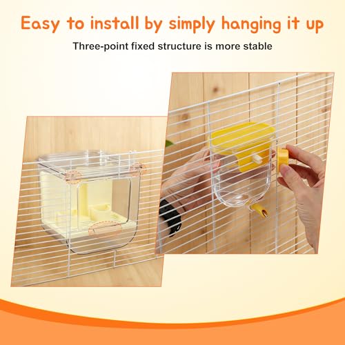 No Mess Bird Feeder Water Dispenser Set, Yellow, 1 Set | Multifunctional Seed Feeder, Easy Cleanup Bird Cage Accessories - color: Beige, Yellow