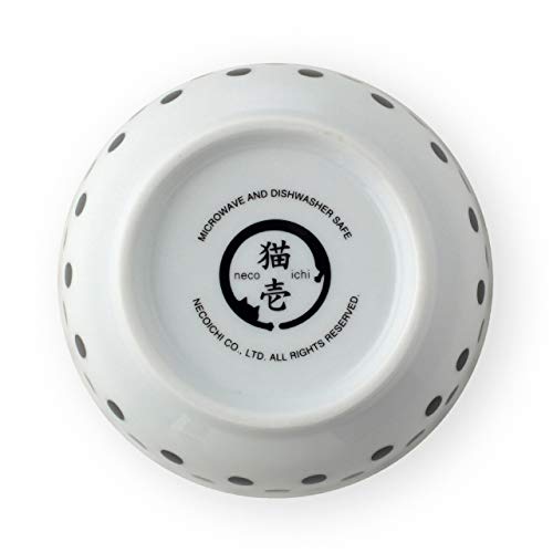 Necoichi Shallow Wide Ceramic Cat Food & Water Bowl (Dots Style, Basic Flat) - color: Dots