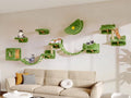 13-in-1 Cat Wall Shelves, Moon & Bridge Cat Wall Furniture, Green | Wall Mounted Cats Shelf Set with Plush Fabric, Cat Climbing Systems for 16 Inch Drywall, Condo, Scratching Post, Space-Saving - color: Green, size: 13-in-1