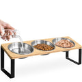 Raised cat Bowls for Indoor Cats by WinTruffles, Elevated cat Bowls, Tilted and Elevated Anti Vomiting Cat Dishes for Food and Water, Set of 3 Stainless Steel Bowl - color: 3 bowls