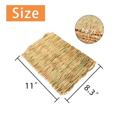 PINVNBY 6 Pack Rabbit Grass Mat,Bunny Natural Straw Woven Bed,Small Animal Cages Hay Nest Sleeping,Chewing,Nesting and Toys for Rabbits Guinea Pig Hamster Hedgehog and Squirrel Bed Mat - size: 【6 PCS】