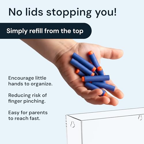 Triple Toy Dispenser - Clear Acrylic, 3-Compartment | 3-compartment acrylic organizer - wall or countertop - Use for kids foam blasters, cars, snacks & toys - size: Triple Divided