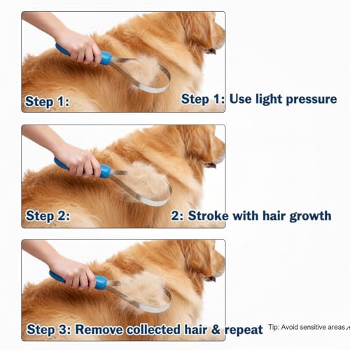 Dual-Sided Grooming Blade for Dogs - Shedding Brush with Stainless Steel Blades for Short and Long Hair Coats