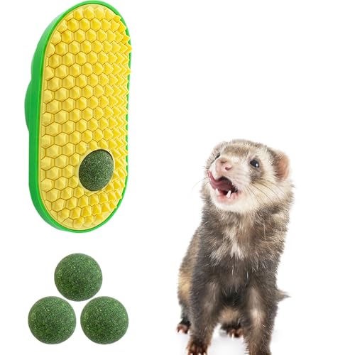 Ferret Toys, Hay Ball for Ferret Lick, Safe Ferret Chew Enrichment Toys Teeth Cleaning Dental, Edible Ferret Wall Treats Ball, Easy to Clean