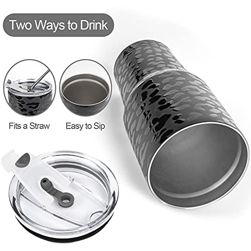 D·S 30oz Leopard Tumbler Double Wall Vacuum Insulated Travel Coffee Mug | Double Wall Vacuum Suit Cold and Hot Drink Fits in standard car cup holders With Splash-Proof Lid - color: Black Leopard