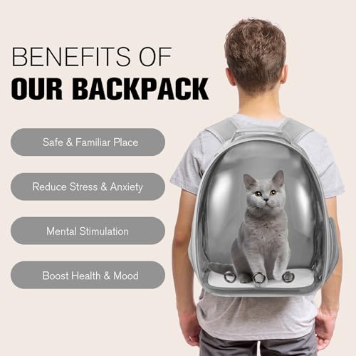 Cat Carrier Backpack, Pet Carrier Backpack Front Pack for Small Medium Cat Puppy Dog Carrier Backpack Bag Space Capsule, Airline-Approved Pet Carrier for Travel Hiking Walking Camping (Grey) - color: Grey