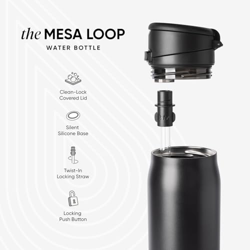 Simple Modern Water Bottle with Straw & Handle | 24oz | Teal | Mesa Loop Insulated Water Bottle for School, Sports, Travel | Leak Proof, Stainless Steel | Steel Harbor - color: -Steel Harbor, size: 24 Ounces