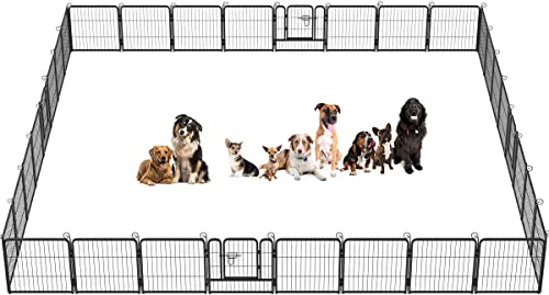 BestPet | Dog Playpen | 24 Inch, 32 Panels | Heavy Duty Metal Pet Exercise Pen | Indoor Outdoor Fence Panels | Rust-Resistant, Removable, Tool-Free Setup | Anti-Skid, Expandable Design - style: 32 panels