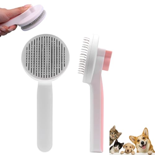 Cat Brush for Shedding, Pet Hair Remover Glove & Flea Comb, Grooming Brush for Long or Short Haired Cats, Kitten & Rabbit Massage Tool, Removes Loose Fur, Indoor Pet Accessories