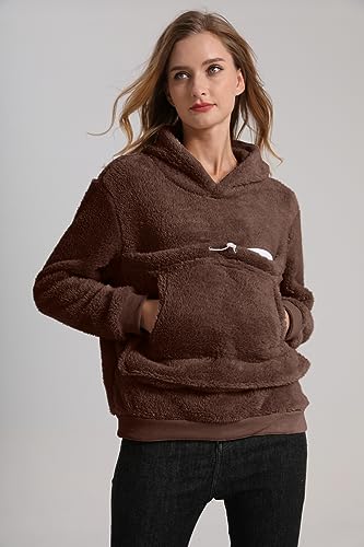 Pet Cat Dog Pouch Hoodies Small Animal Carrier – Kitten Puppy Pouch Sweatshirt Kangaroo Pocket Pullover Top - color: Brown, size: 4X-Large