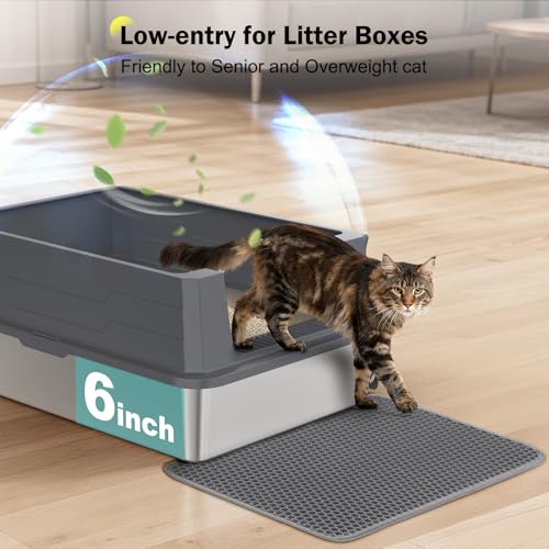 Stainless Steel Litter Box Extra Large for Big Cats Multi-Cats, Jumbo Extra Large Metal Cat Litter Box with High Sided Lid, Anti-Urine Leakage, Non-Stick,Include Litter Scoop - color: Dark Grey, size: XXXL