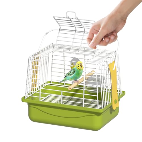 Small Bird cage,Travel Cage for Birds and Small Animals, Parakeet cage,Bird Carrier Travel cage,Bird Travel cage, jaulas para pájaros,Green,(Green,M) - color: Green, size: 10.2"L x 7.9"W x 6.7"H