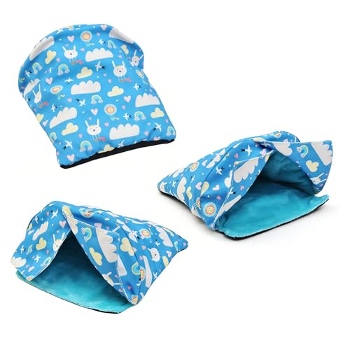 2 Pack Guinea Pig Hideout Set, Fleece Snuggle Sack & Cave Bed for Guinea Pigs, Hedgehogs, Ferrets, Chinchillas, Mini Rabbits, Cozy Small Animal Bed for Cage Habitat