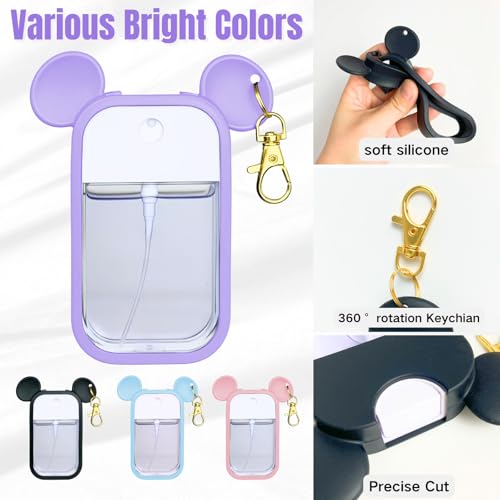 Mouse Design Silicone Case Compatible with Touchland Hand Sanitizer Spray 1 fl oz, Silicone Protective Case Holder with Keychain for Power Mist and Glow Mist, Purple - color: Purple