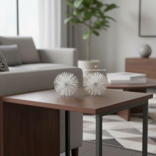 Modern Day Accents 5487 Erizo Urchin X-Small White Sphere Set of 2, 4" D - color: White, size: X-Small