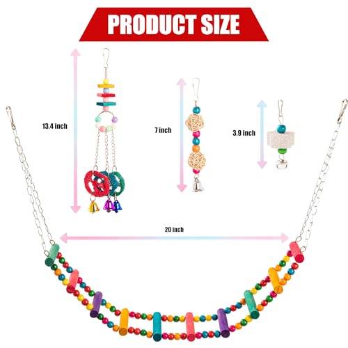 14PCS Chicken Toys for Coop Accessories, Swing Bridge Ladder Mirror Xylophone Toys with Bells Hanging String Vegetable Fruits Skewer Hanging Feeder Chicken Chewing Toy for Hens Chick Bird Parrot