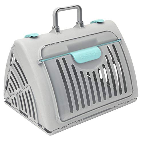 SportPet Large Hard-Sided Travel Cat Carrier - Cat Carrier with Patented Wide Side-Opening Door, Foldable Portable Pet Carrier with Removable Bed for Cats & Small Pets up to 25lbs - Gray - color: Large Carrier w/ Bed (Gray)