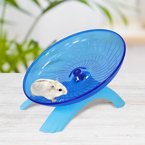 Hamster Flying Saucer Silent Running Exercise Wheel for Gerbil Rat Mouse Hedgehog Small Animals (Blue) - color: Blue