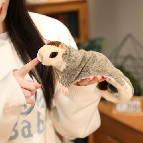 Plush Sugar Glider Stuffed Animal, 13 Inch Flying Squirrel Plush Toy,Gray,Soft Decorative Pillow for Home,Collectors