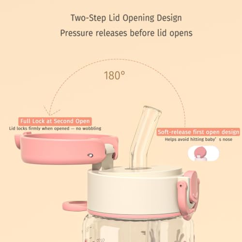 Evorie Tritan Kids Water Bottle with Straw, Leak Proof Drink Bottle,13oz | Ages 3+, BPA-Free, Dishwasher safe, Easy to clean, Lightweight and easy to carry for school and travel, Pink Rabbit - color: Pink Rabbit