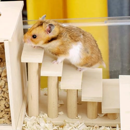 La La Pet Hamster Climbing Ladder Wood Ladder Bridge Training Toy Cage Decor for Mice Gerbils Guinea Pigs and Small-Sized Rodent Pets