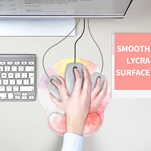 Mouse Pad with Wrist Rest, Comfortable Computer Mousepad with Gel Wrist Support Smooth Surface and Non-Slip PU Base for Pain Relief, Laptop, Office & Home (Colorful Tie-Dye) - color: Colorful Tie-Dye