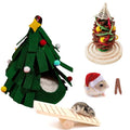 5 Pcs Hamster Set Chew Toys Tree Wooden Seesaw Habitat Décor Cloth Christmas Hat for Small Animal Chinchillas, Bunny,Mice,Rats,Mouse (Christmas Set)