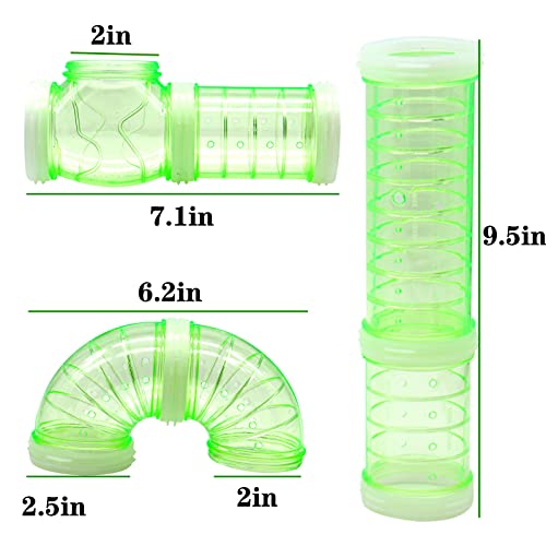 8 Pack Transparent Curved Pipe Pet Cage Tunnel Set - DIY Creative Connection Tunnel External Sports Tube for Mouse, Hamster, Rat and Other Small Animals - color: Green