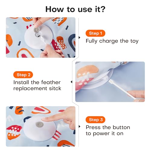 Potaroma Hide and Seek Interactive Cat Toys | Moving Concealed Wand Feather, Automatic Chargeable Indoor Kitten Exercise Kicker, Mouse Squeaky, Floral Cover - color: Floral Cover