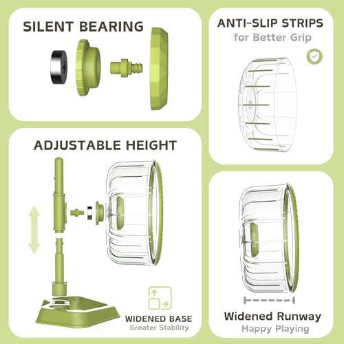 Hamster Wheel, Quiet Spinner Hamster Running Exercise Wheel with Adjustable Stand for Small Animals Syrian Dwarf Gerbils Mice (Green, Small(6.3 inch)) - size: Small(6.3 inch)