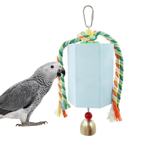 Bird Beak Grinding Stone, Parrot Chew Toys with Bells, Parakeet Toys, Cage Accessories for African Grey, Amazon Parrots, Budgies, Cockatiels, Lovebirds, Conures, Quakers, Small to Medium Birds - color: Blue