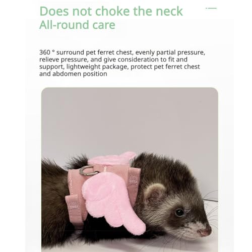 Ferret Harness and Leash with Adjustable Buckle for Small Pets, Soft Breathable Walking Vest with Angel Wings for Guinea Pig, Bunny, Rabbit, Kitten, Chinchilla (Purple) - color: Purple