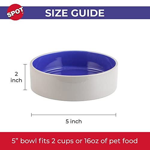 SPOT by Ethical Products – Ceramic Stoneware Pet Bowl for Cats and Small Dogs,Classic Heavy Duty Non Slip Ceramic Cat Dish Dog Bowls for Food and Water - size: 5"