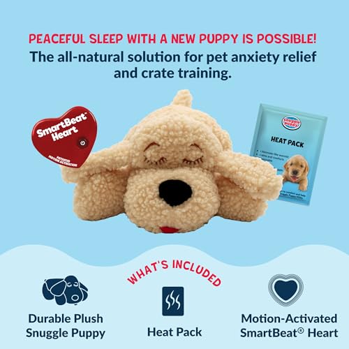 Snuggle Puppy Heartbeat Dog Toy for Puppies, Real-Feel Heartbeat, Calming Sleep Aid and Crate Training Comfort Toy with Heat Pack, Medium Breed Buddies Doodle Appearance (Goldendoodle, Poodle Mix) - color: Doodle