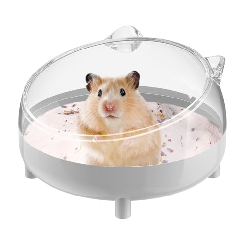 Pawfly Hamster Sand Bath Container, Hamster Sand Bath Box, Hamster Bathtub, Hamster Bathroom, Hamster Toilet, Plastic Dust Bath for Dwarf Hamsters, Syrian Hamsters, Mice, Gerbils & Small Animals - color: Grey