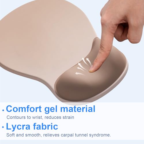Ergonomic Mouse Pad with Gel Wrist Support, Comfortable Wrist Rest Mousepad with Non-Slip PU Base for Pain Relief, Desk, Home & Office(Brown) - color: Brown