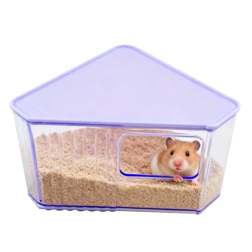 Hamster Toilet Sand Bath Box,Small Animal Bathroom & Digging Room Hamster Sand Bath Container Acrylic Critter's Sand Bath Shower Room Dwarf Syrian Rat Hideaway Gerbil, SyrianHamster,Guinea Pigs