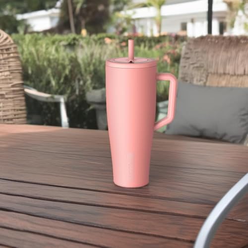 BrüMate Era 40 oz Tumbler with Handle and Straw | 100% Leakproof Insulated Water Bottle Tumbler with Lid and Flexible SoftSip Straw | Made of Stainless Steel | Cup Holder Friendly | 40oz (Guava) - color: Guava, size: 40oz