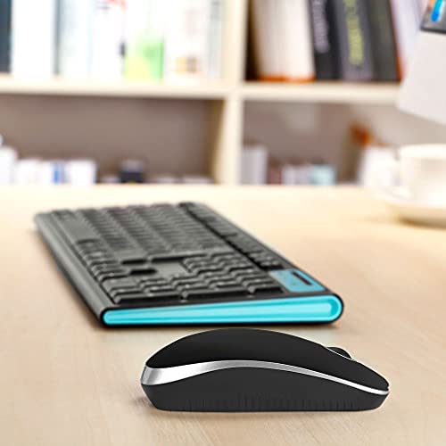 VssoPlor Wireless Mouse, 2.4G Slim Computer Laptop Mouse, Black and Silver | Portable Mouse, Plug & Play USB Nano Receiver, Quiet Silent Optical Mice for Notebook, PC, Laptop, Computer, Windows, Mac - color: Black and Silver